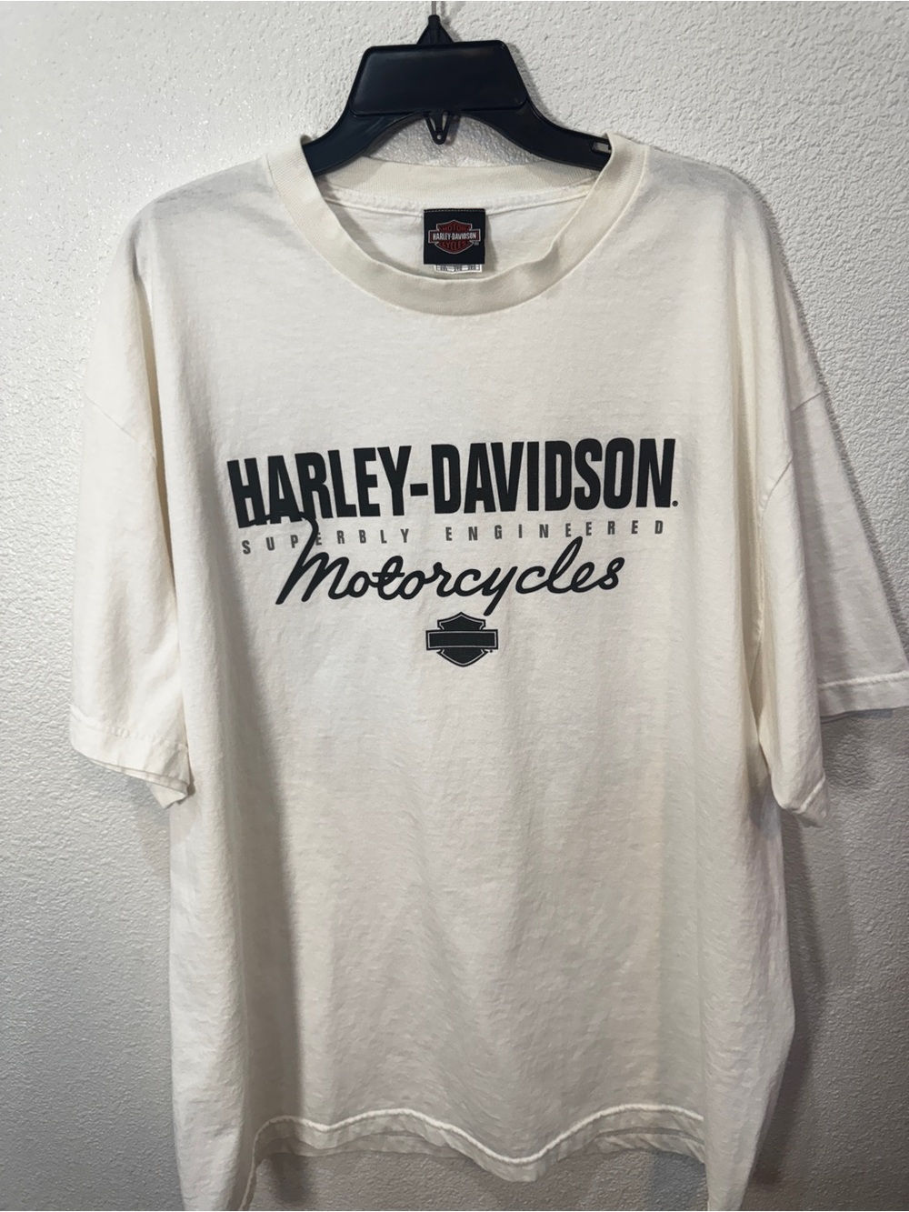Harley-Davidson White Short Sleeve Tee with Black Motorcycles Logo